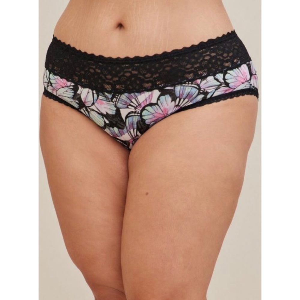 🆕 Second Skin Mid Rise Hipster Lace Trim Mini Lattice Back Panty 1 1X 14 16 NWT